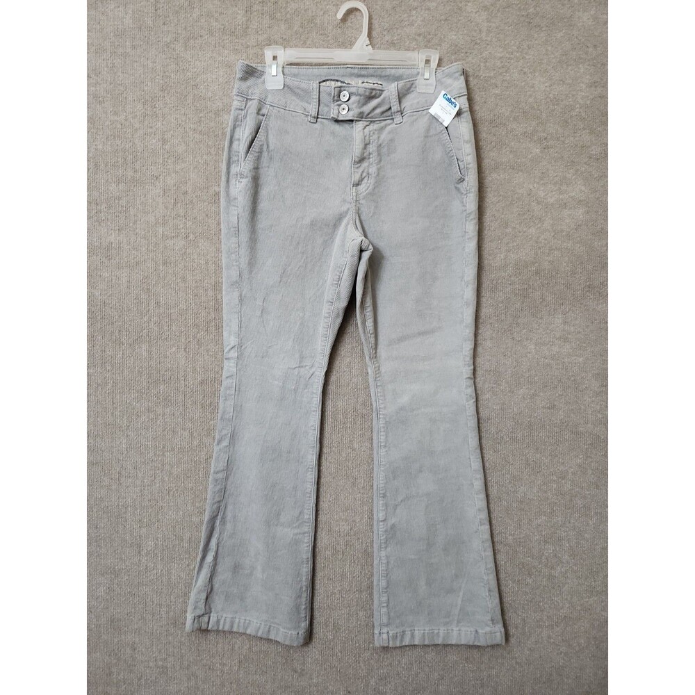American Eagle Kick Boot Corduroy Pants Women 10 Short Gray Flap Pockets NWOT